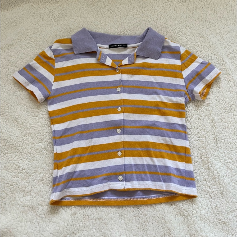 brandy melville stripped polo tshirt